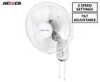 Heller 40cm 3-Speed Wall Fan w/ Pull Cord