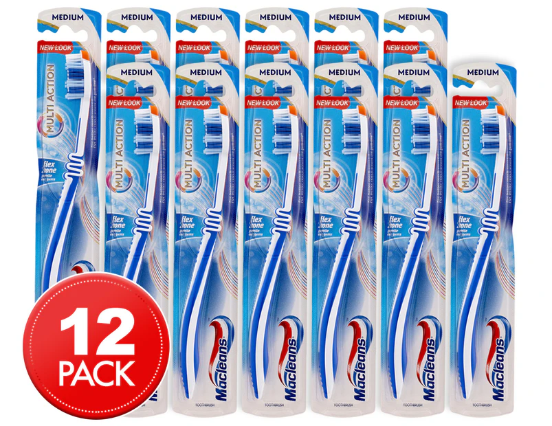 12 x Macleans Multi Action Toothbrush - Medium