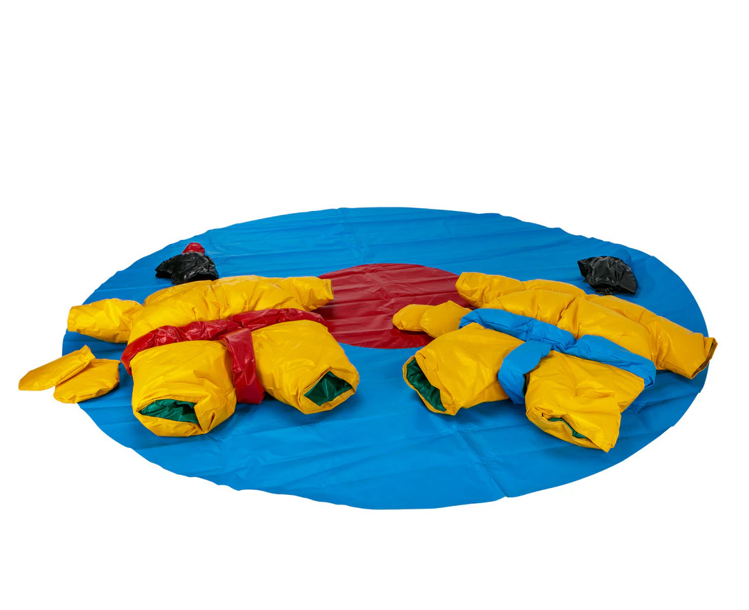 Two Kids Sumo Suits With Helmets Gloves And Mat