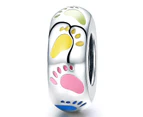 .925 Sterling Silver Multicolour Footprints Charm