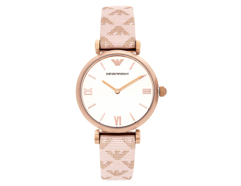 Emporio Armani Women's 32mm Leather Watch - Beige/Pink