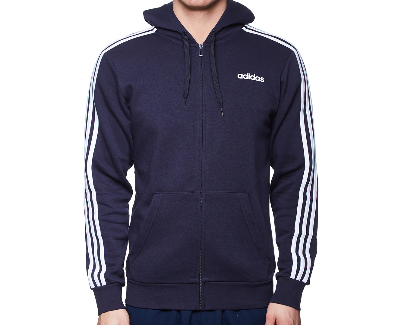 adidas 3 stripe fleece hoodie