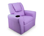 Kid's PU Leather Reclining Arm Chair - Purple
