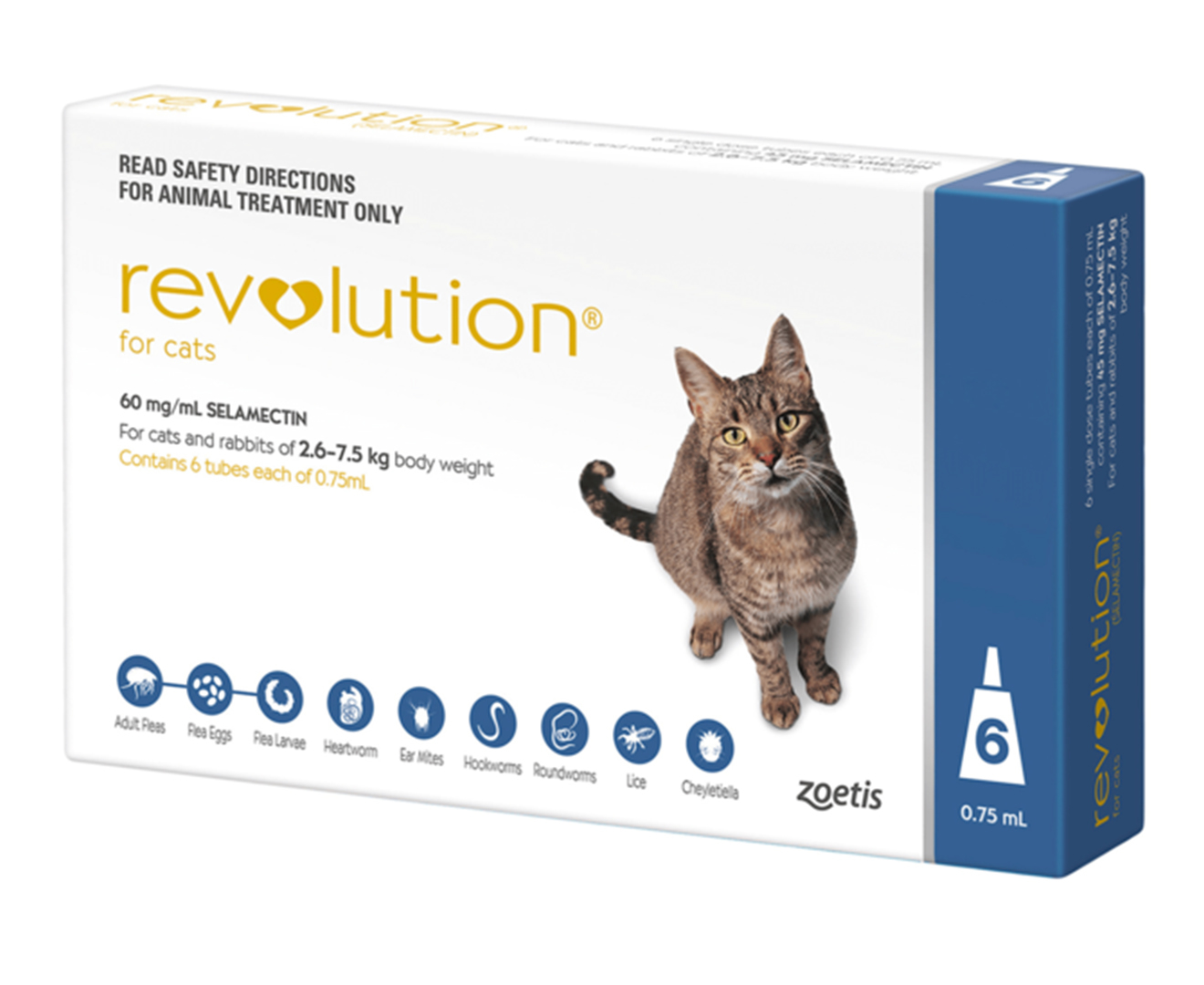 6pk Revolution Flea Treatment For Cats & Rabbits 2.67.5kg