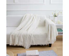 Sofa Cotton Throw Couch Blanket White for Summer
