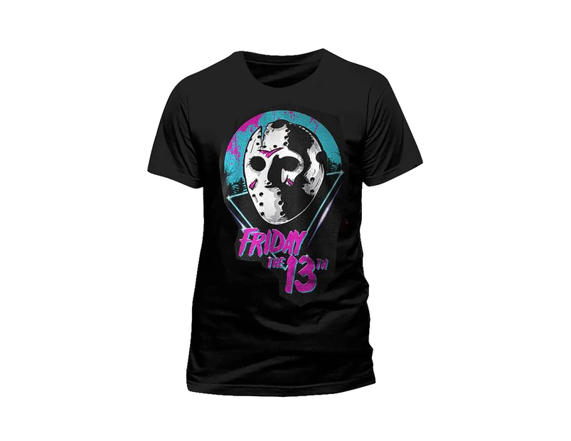 Friday The 13th Adults Unisex Eighties Mask Design T-Shirt (Black) - CI1310