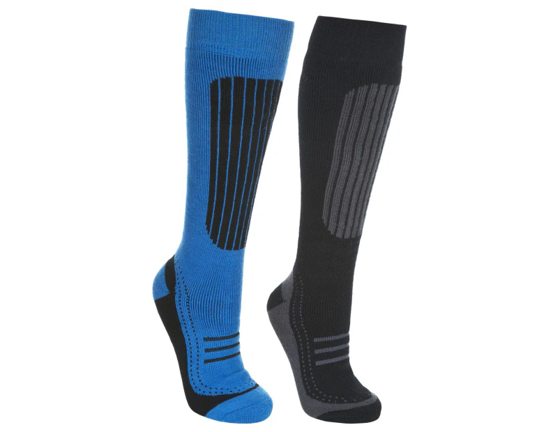 Trespass Mens Langdon II Ski Socks (2 Pairs) (Black/Bright Blue) - TP4486