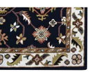 Handmade Floral Wool Rug - Kashan1- Black/Cream