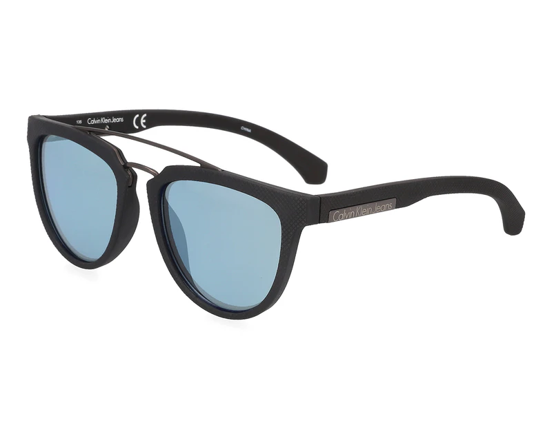 Calvin Klein Jeans Oval Engraved Sunglasses - Black/Blue