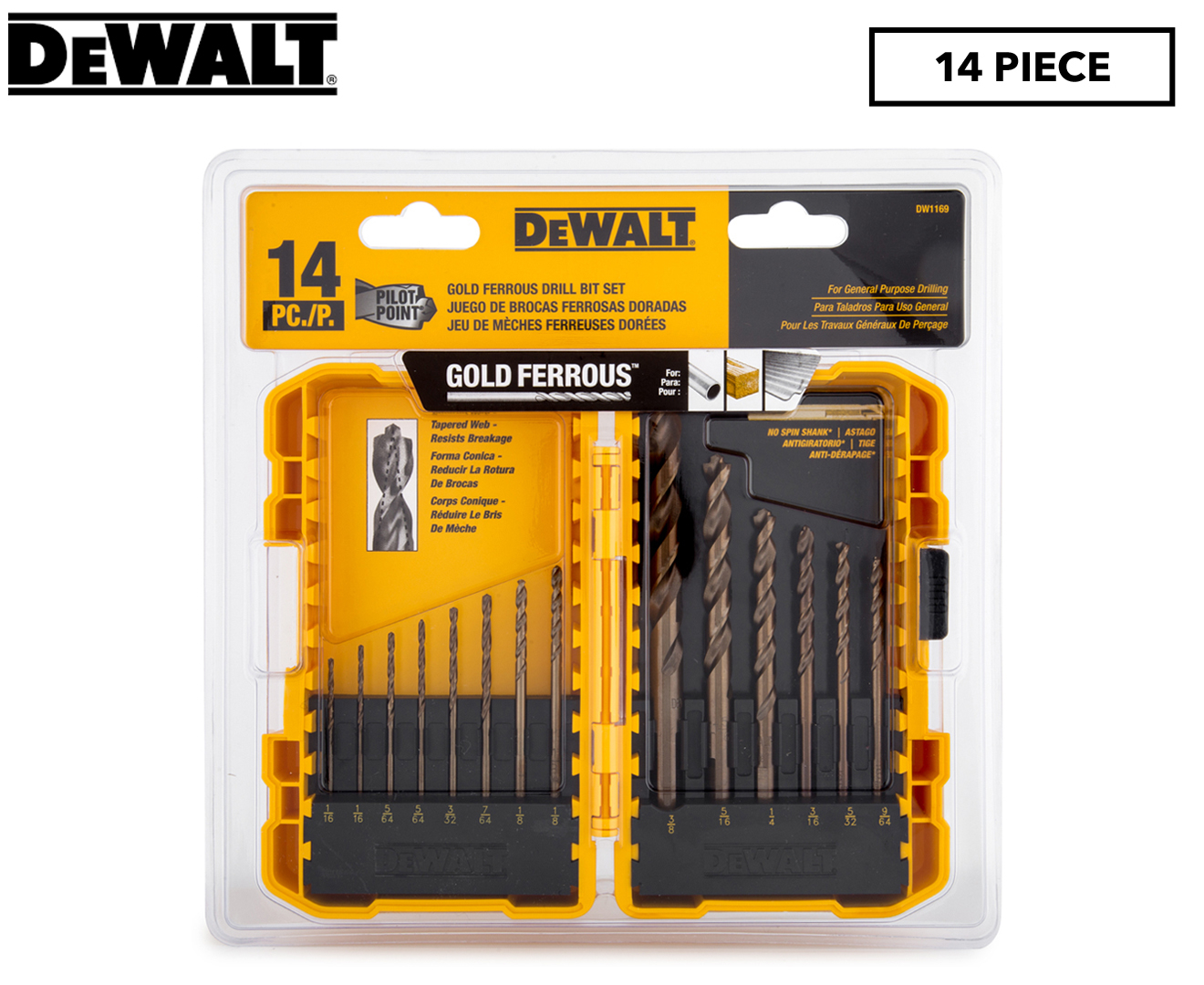 DeWalt 14-Piece Gold Ferrous Drill Bit Set 28874111691 | eBay