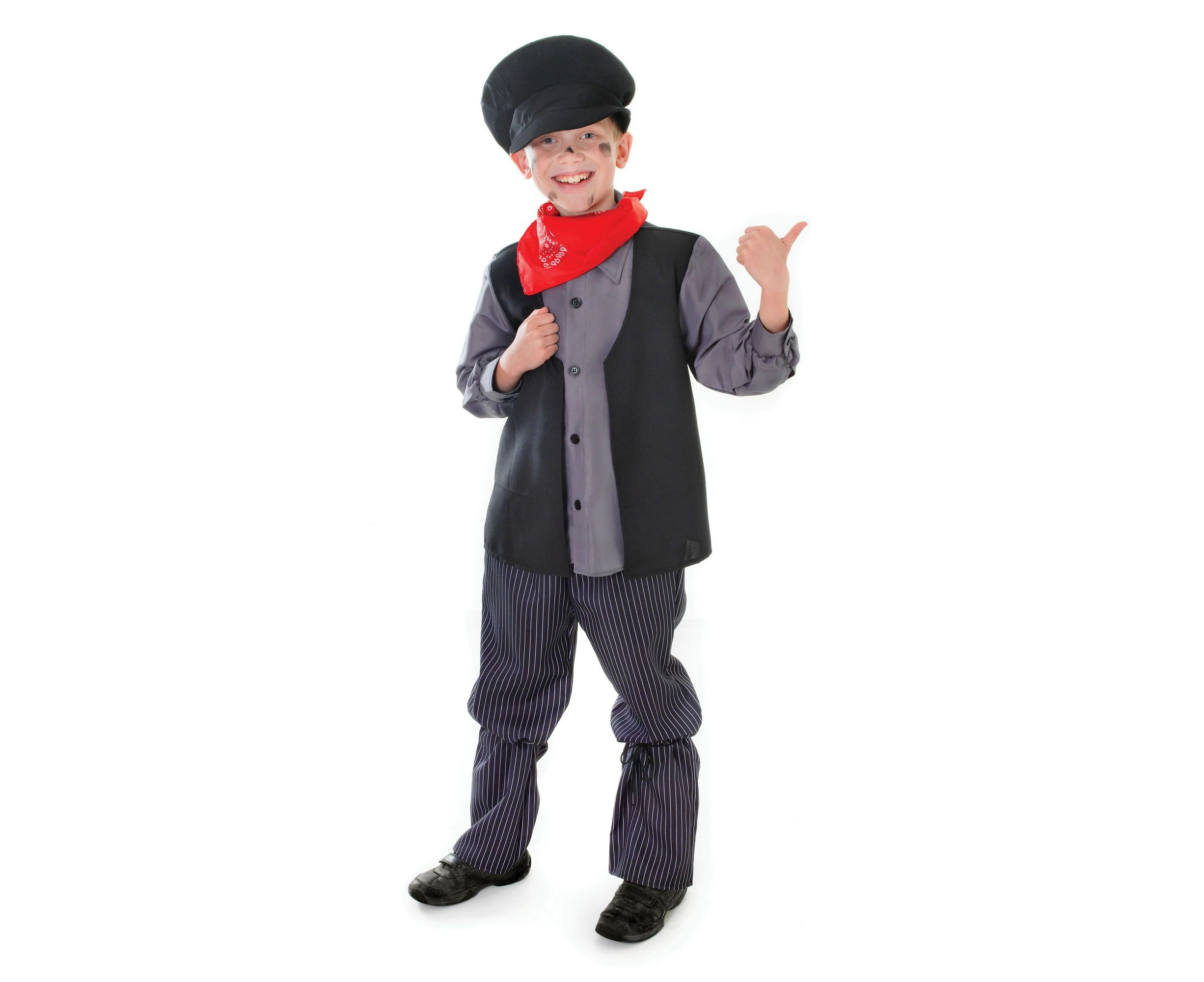 Bristol Novelty Childrens/Kids Chimney Sweep Costume (Black/Grey/Red) - BN2607