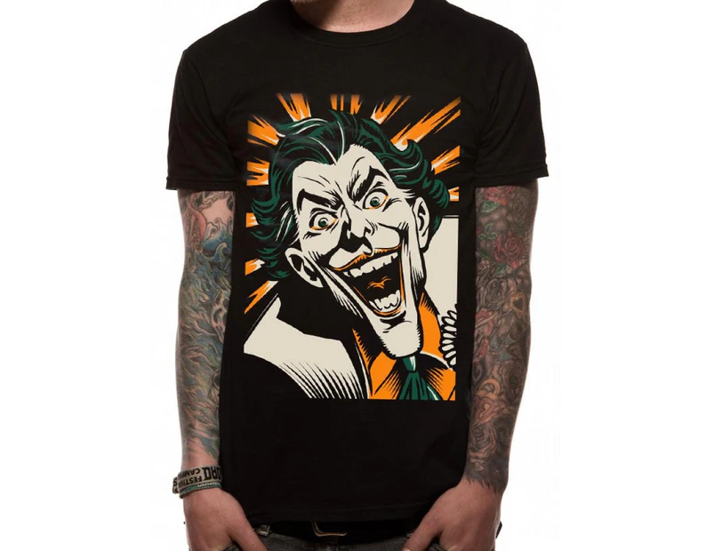 Dc Comics Unisex Adults The Joker Face Design T-Shirt (Black) - CI373