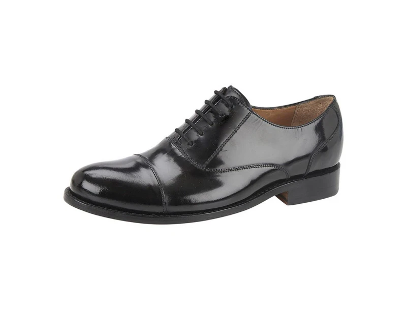 Kensington Mens Hi-Shine Leather Capped Oxford Laced Shoe (Black) - DF1799