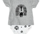 Gem Look Baby Porcupine 2-in-1 Bodysuit & Tee - Grey Marle