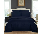 1000TC Ultra Soft Striped Quilt/Duvet/Doona Cover Set(Queen/King/Super King Size Bed)- Midnight Blue