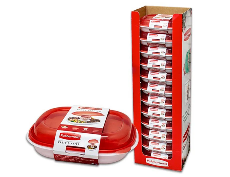 Rubbermaid Party Platter w/ Twist & Seal Container 12-Pack - White/Red