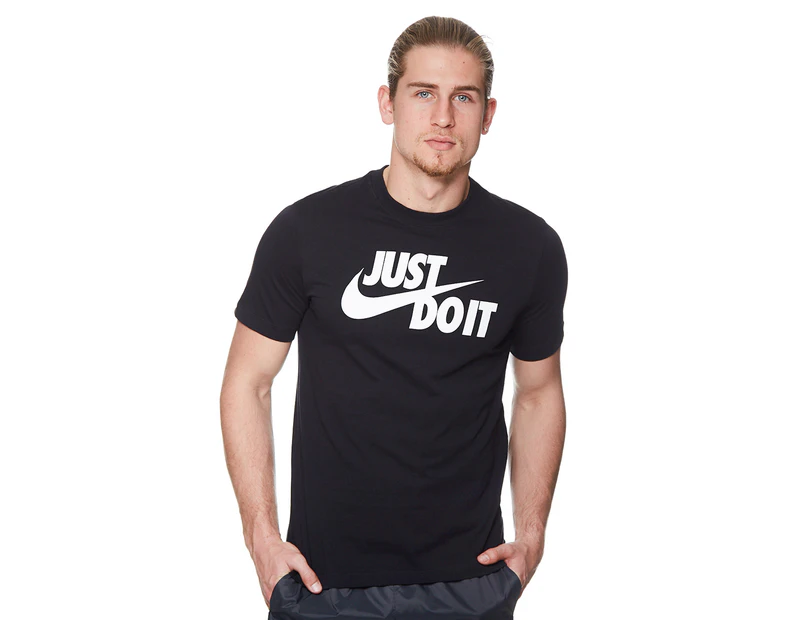 Nike Men's Just Do It Swoosh Tee / T-Shirt / Tshirt - Black/White