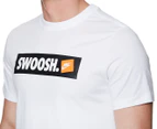 Nike Men's Swoosh Bumper Sticker Tee / T-Shirt / Tshirt - White