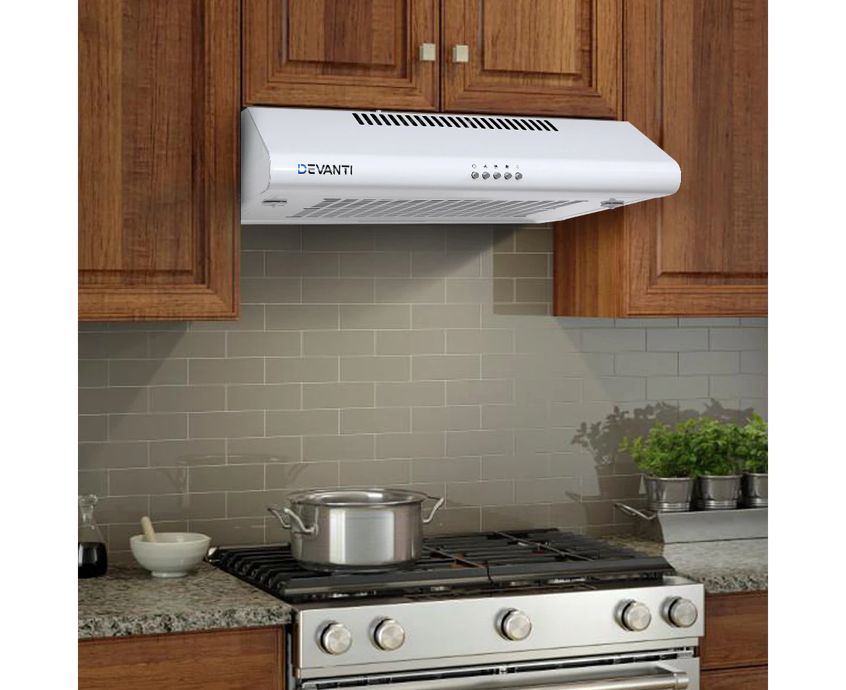 Devanti Rangehood 600mm 60cm Fixed Range Hood Kitchen Canopy White