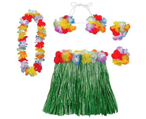 Lei Top Wristbands and Hula Skirt Set