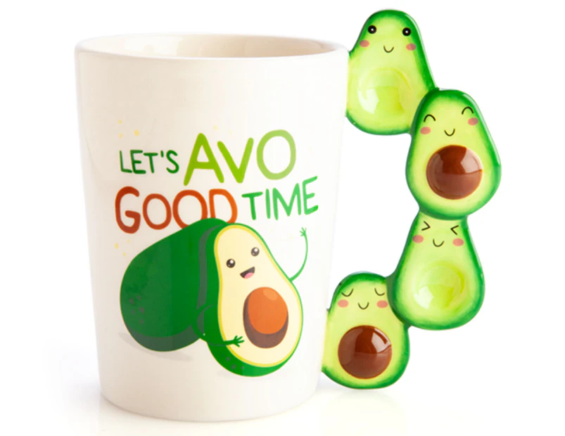 Avocado 3D Handle Mug - White/Green