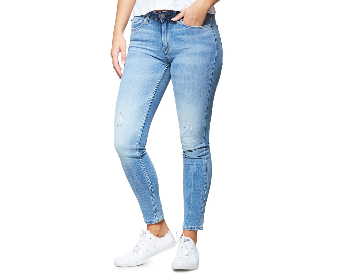 Calvin Klein Jeans Womens Mid Rise Skinny Jean Paul Blue Au