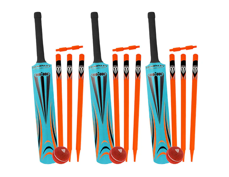 3PK Fearnley Viper Mini Plastic Cricket Sport Toddler Set w/ Bat/Stumps/Ball