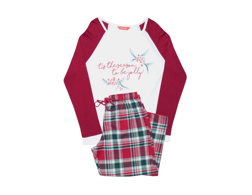 Minijammies 5308 Holly Red Check Cotton Pyjama Set