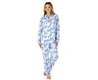 Slenderella PJ4205 Woven Floral Cotton Pyjama Set - Pink