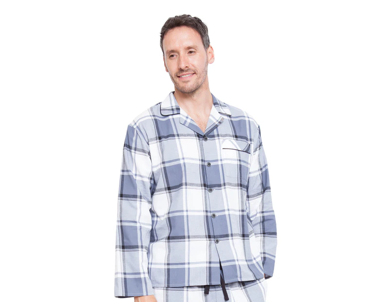 Cyberjammies 6320 Men's Aspen Grey Plaid Pyjama Top