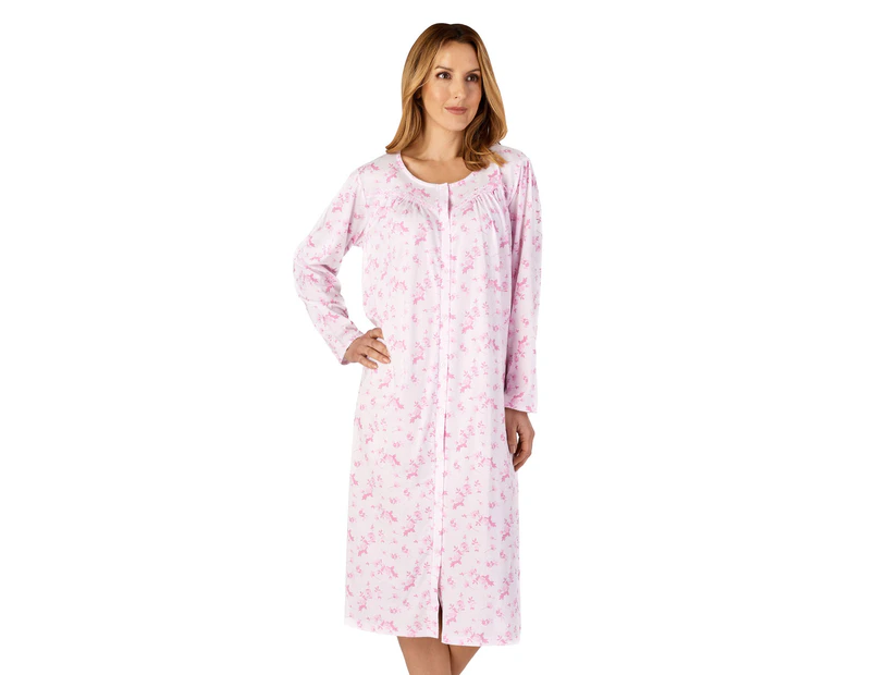 Slenderella ND4117 Jersey Pink Floral Cotton Nightdress