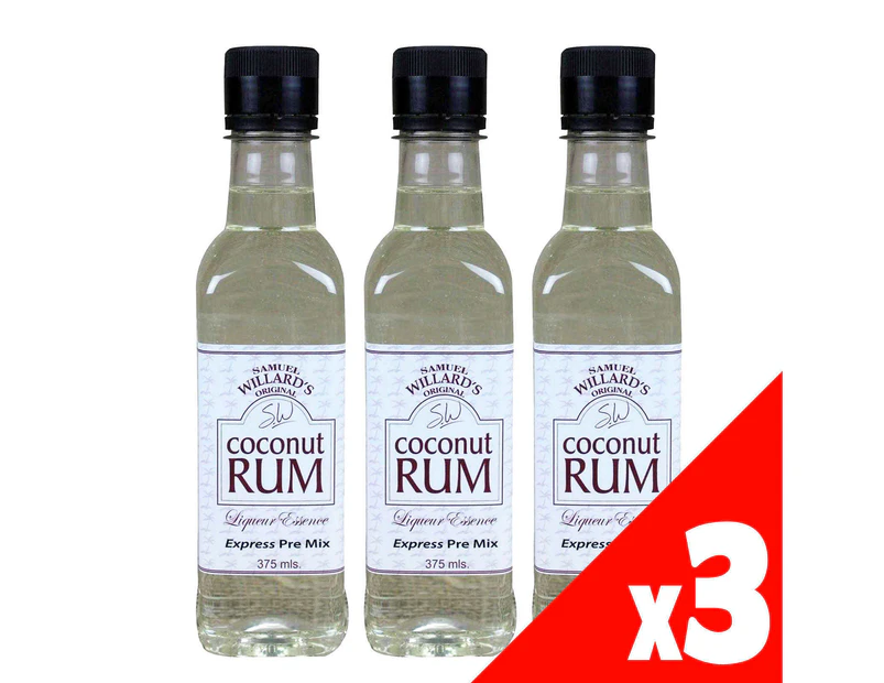 3 Pack Samuel Willards Pre-Mix Coconut Rum Liqueur 375ml Home Brew