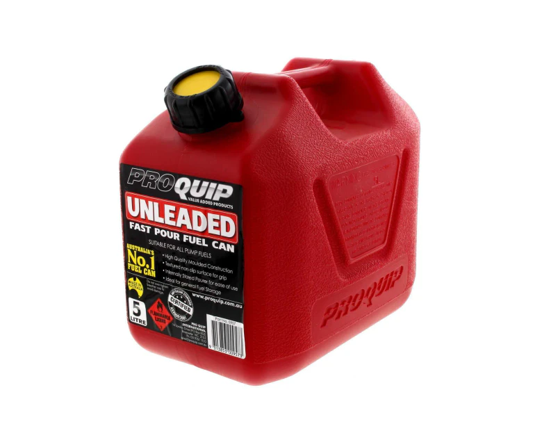 Fuel Can 5L ULP Red Plastic Slip Resistant Australian Standard Heavy Duty