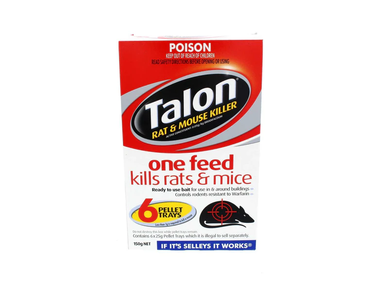 Talon Rat and Mice Kills With One Feed Selleys 6 x 25g Trays
