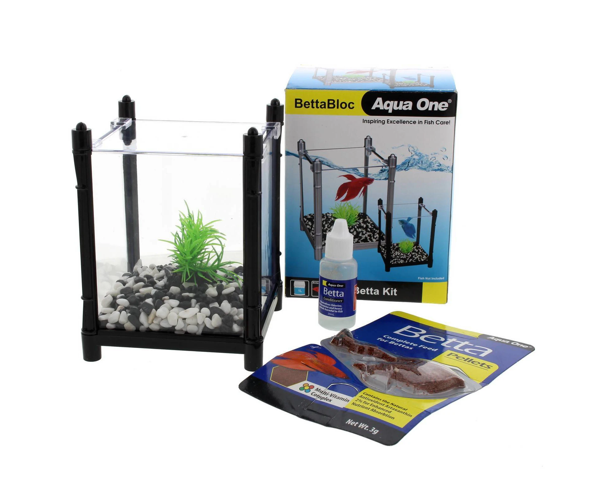 Aqua One Betta Kit BettaBloc Stackable Tank 1L - Black (56119BK)