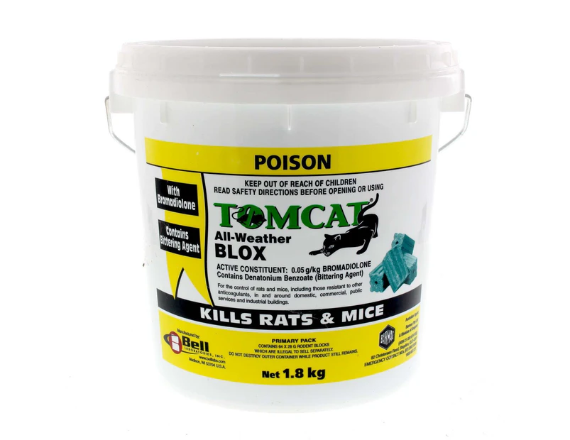 Bell Labs Tomcat Blox Rat Bait All Weather Rodenticide Bromadiolone 1.8kg Green