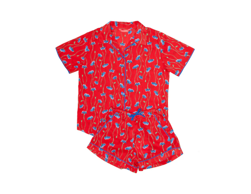 Minijammies 5379 Girl's Mia Red Floral Print Pyjama Set