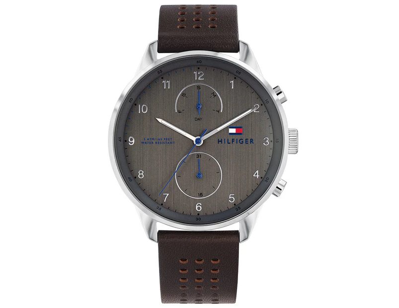 Tommy Hilfiger Men's 44mm Chase Leather Watch - Grey