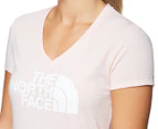 The North Face Women's Half Dome V-Neck T-Shirt Tee - Pink Salt/TNF White