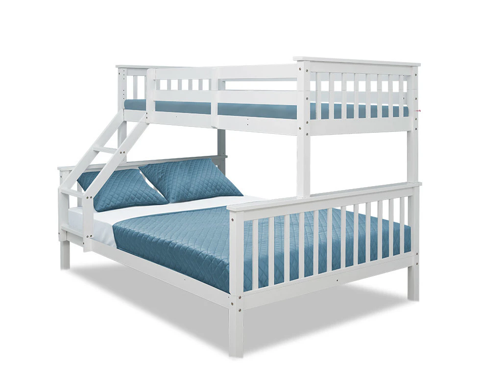 Kingston Slumber 2in1 Double Single Bunk Bed Kids Solid Timber Pine Beds Children Bedroom Furniture