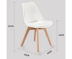 4x Replica Eames Dining Chairs PU Padded White Office Beech Wood Cafe Kitchen
