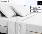 Phase 2 1500TC Premium Egyptian Cotton King Bed Sheet Set - White