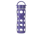 2x Lifefactory 475ml Glass Bottle Classic Cap w  Silicone Non-Slip Sleeve Purple