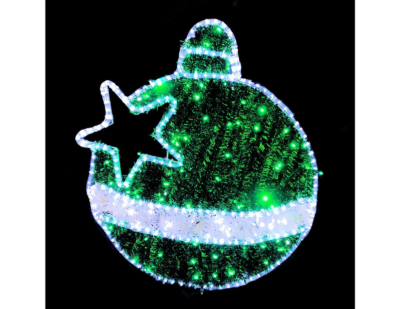 Christmas LED Motif Tinsel Filled Baubles 74x82cm Indoor/Outdoor - Green White