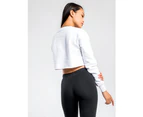Ellesse Alia Cropped Crew Sweater In White Marle Womens Sweaters & Jumpers