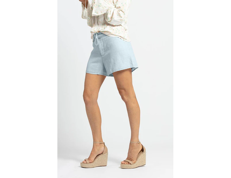 KAJA Clothing PEARL Shorts - Light Blue Linen Cotton