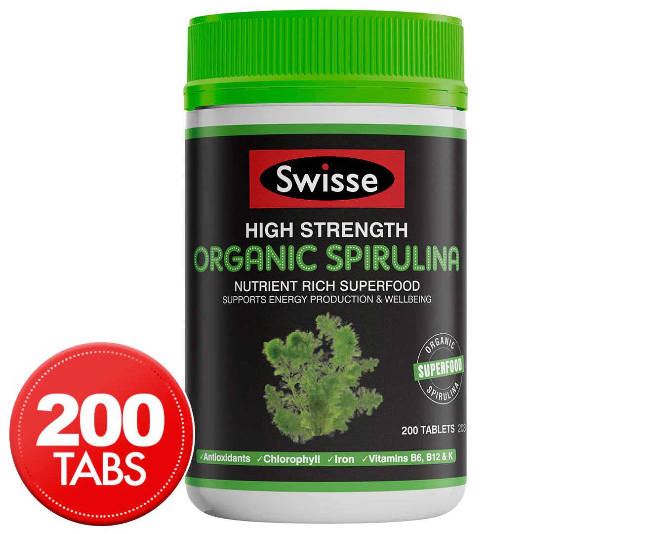 200 Tabs Swisse High Strength Organic Spirulina