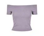 Urban Classics Ladies - Off Shoulder Rib Top strapless - Dusty Purple
