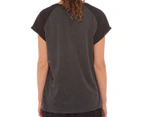 Urban Classics Women's Contrast Raglan Tee / T-Shirt / T Shirt - Charcoal/Black