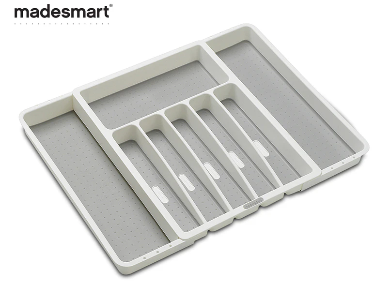 Madesmart Expandable Cutlery Tray - White/Grey